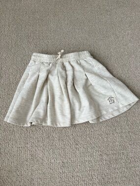 Heathered Cream Casual Drawstring Skirt